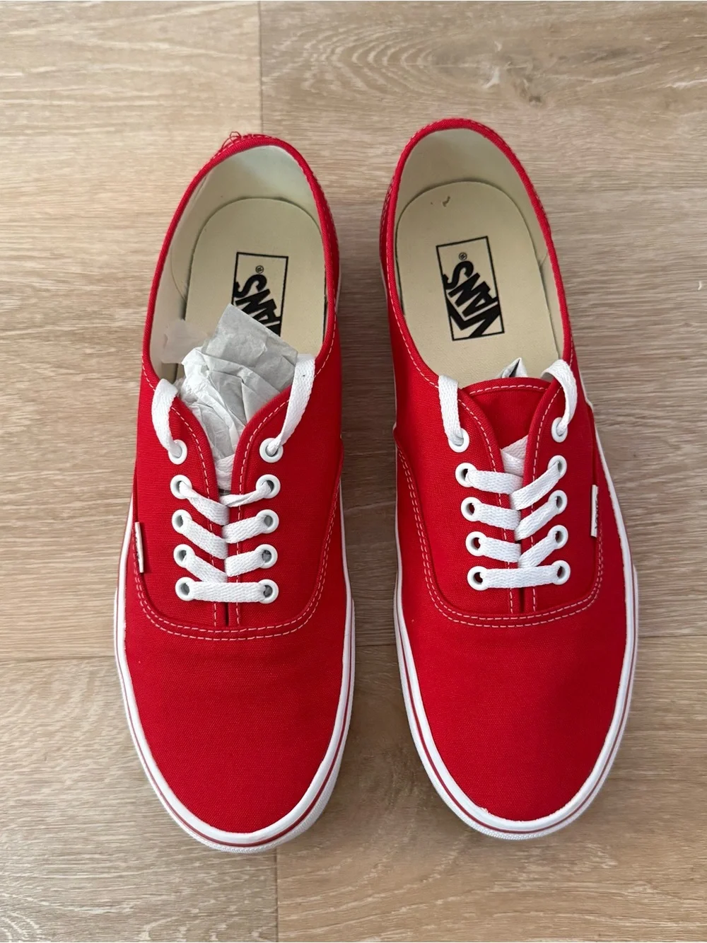 Vans Red Low-Top Canvas Sneakers with White Laces